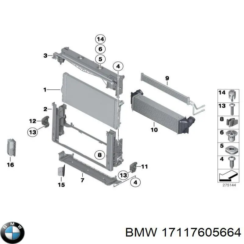 17117605664 BMW radiador de intercooler