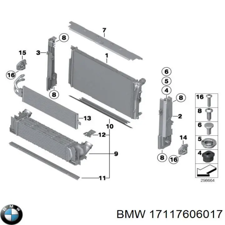 Радиатор 17117606017 BMW