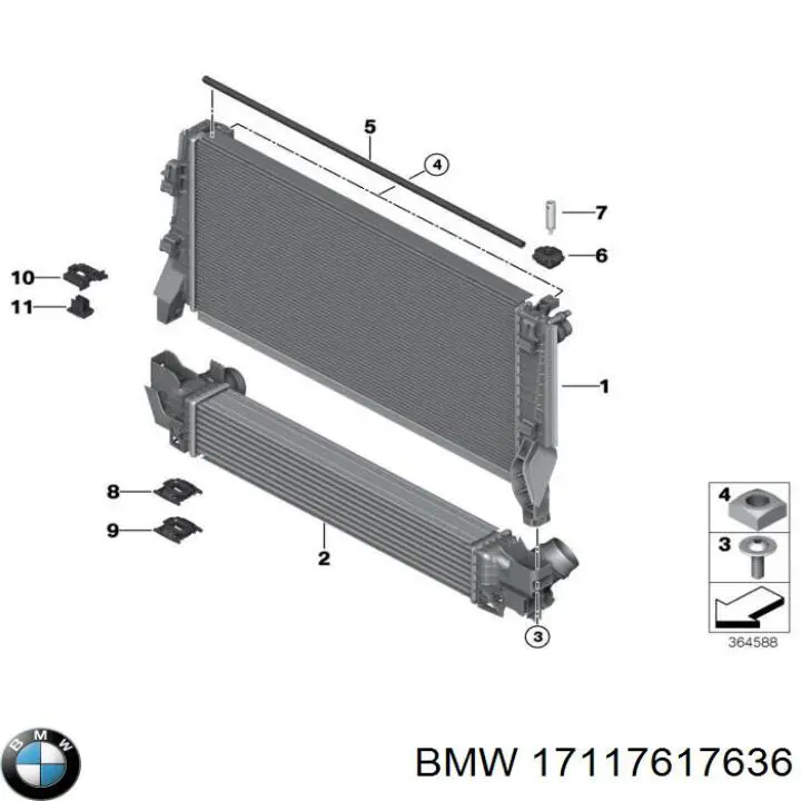 Купить 17117617636 BMW Радиатор водяной