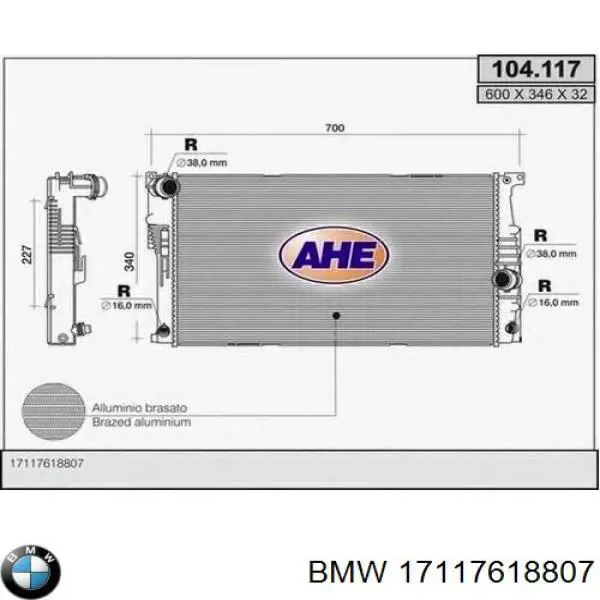 Радиатор охлаждения двигателя BMW 17117618807 цена, от 73.36 USD