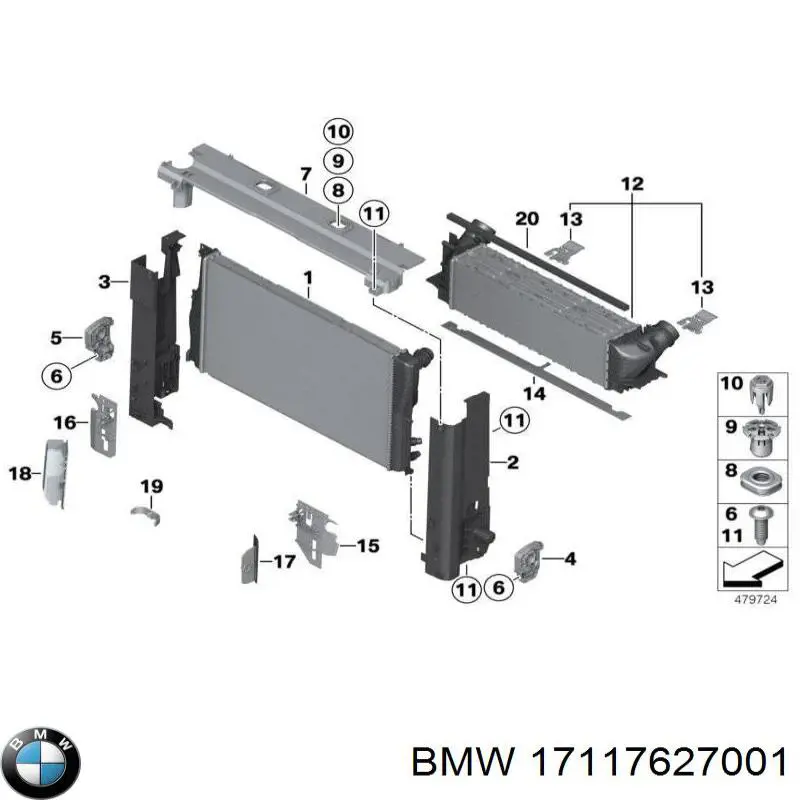 Радиатор 17118672013 BMW