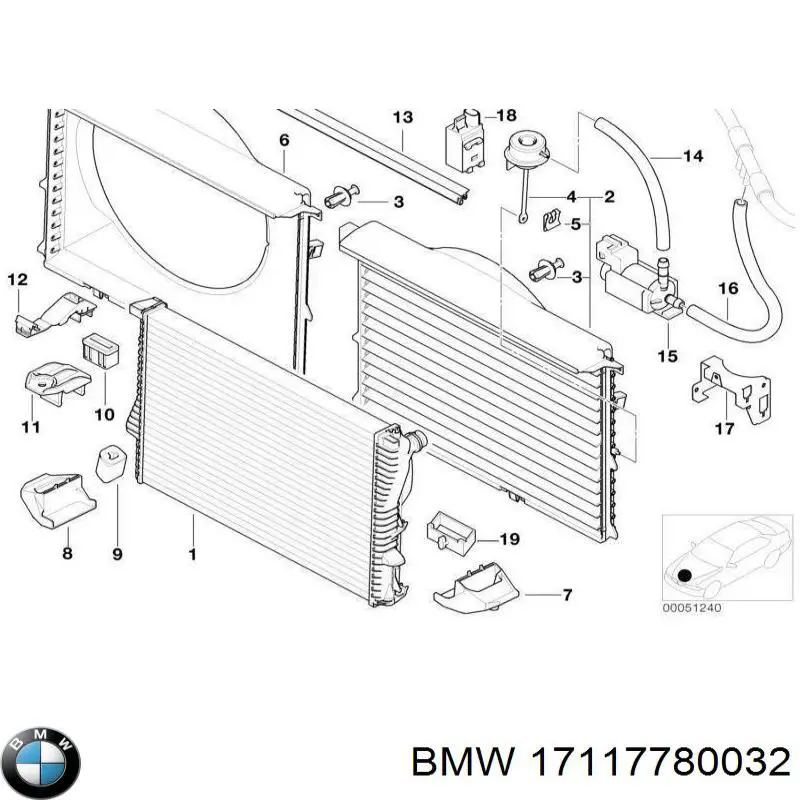 Диффузор радиатора охлаждения BMW 17117780032 цена, от 1683.75 UAH