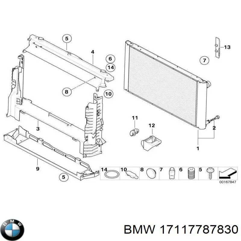 Carcaça de fixação do radiador, parte superior para BMW 5 (E61)