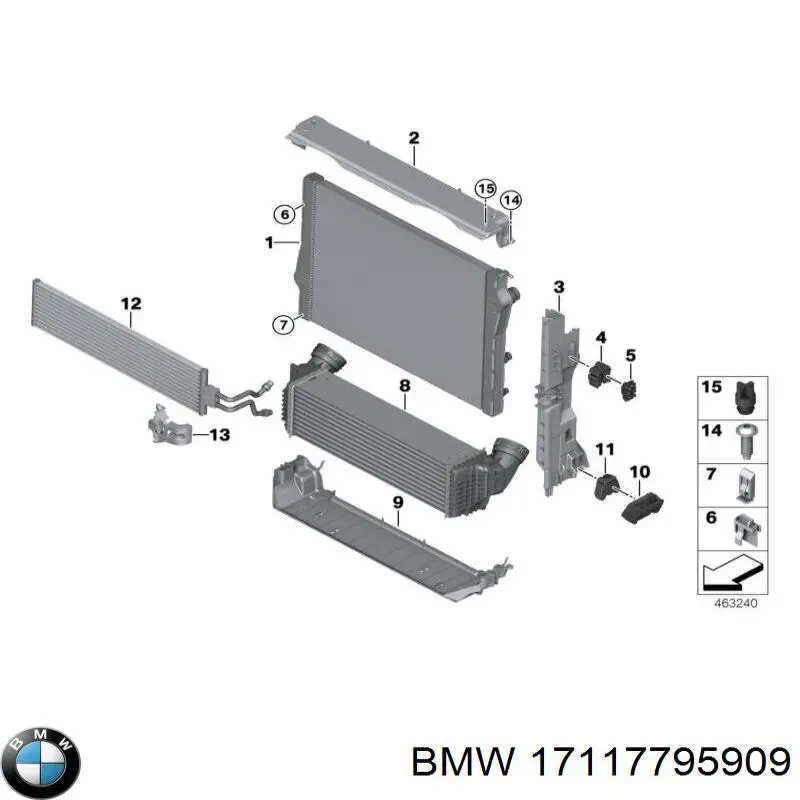 Suporte inferior do radiador (painel de montagem de fixação das luzes) para BMW X6 (E71)