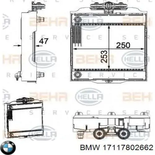17117802662 BMW Радиатор охлаждения двигателя правый