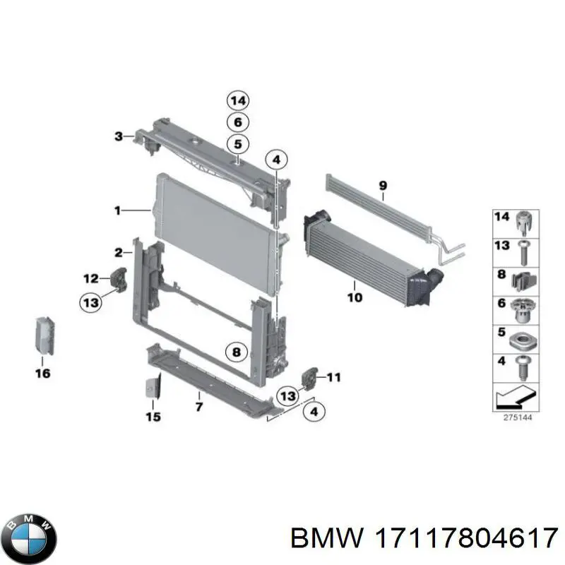 Suporte do radiador montado (painel de montagem de fixação das luzes) para BMW 5 (F10)