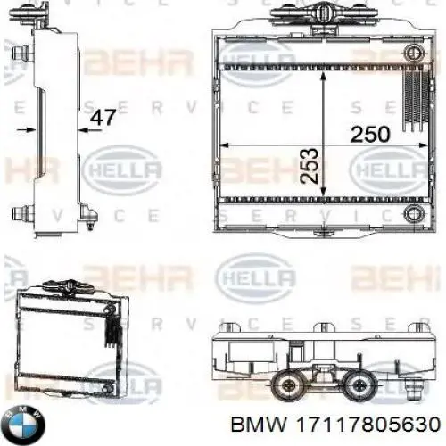 Enfriador de motor izquierdo 17117805630 BMW