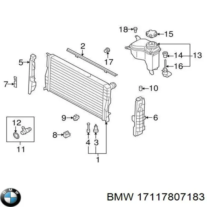 Кронштейн радиатора 17117807183 BMW