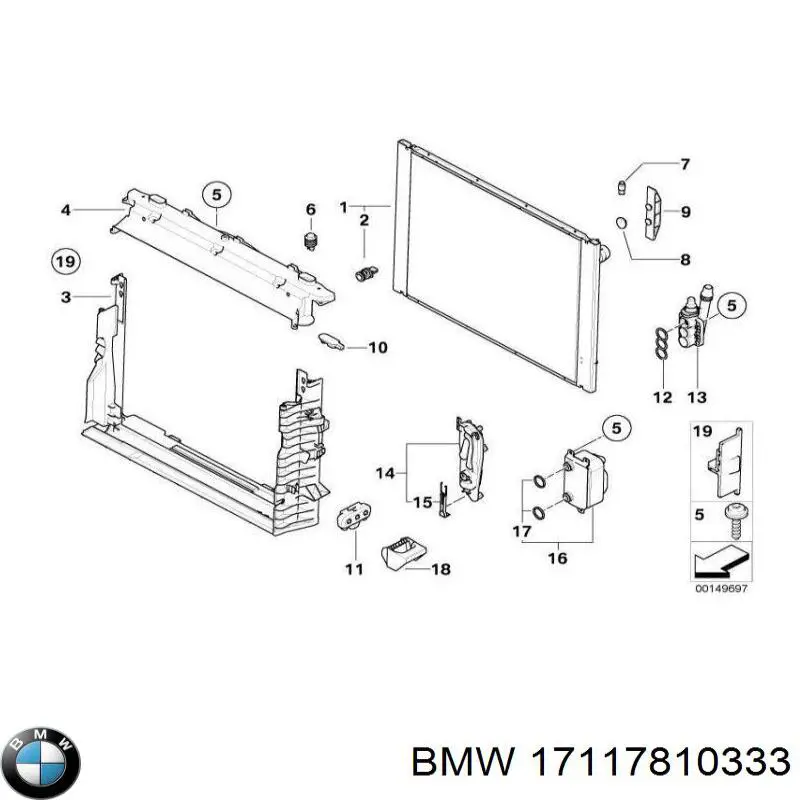 Рамка крепления радиатора, верхняя часть BMW 17117810333