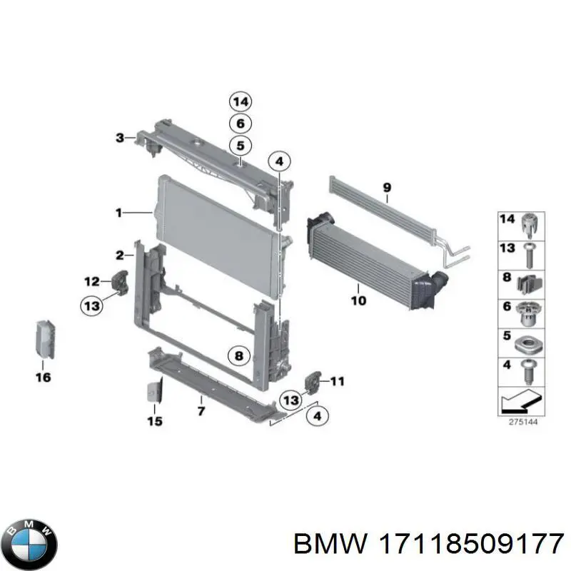 17118509177 BMW radiador de esfriamento de motor