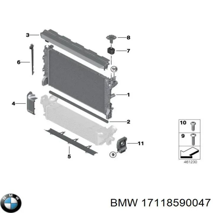 Радиатор 17118590047 BMW