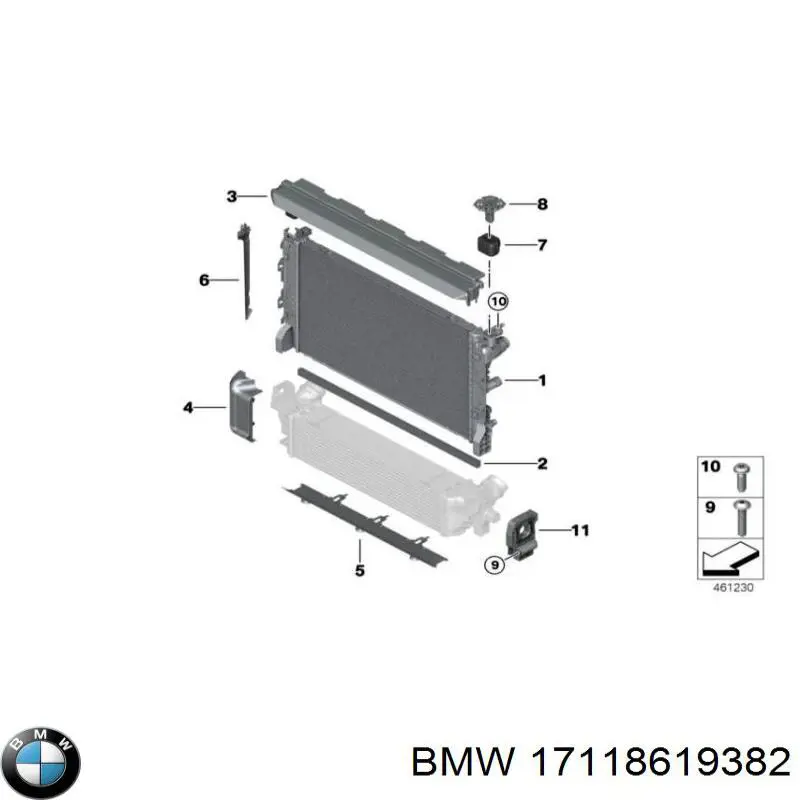 Кронштейн радиатора 17118619382 BMW