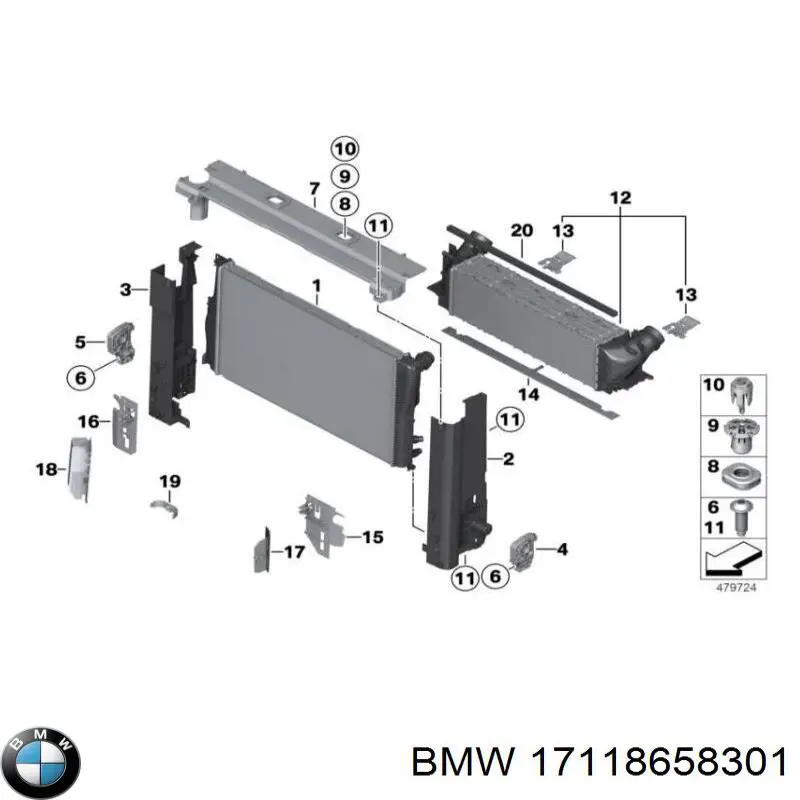 Радиатор 17118658301 BMW