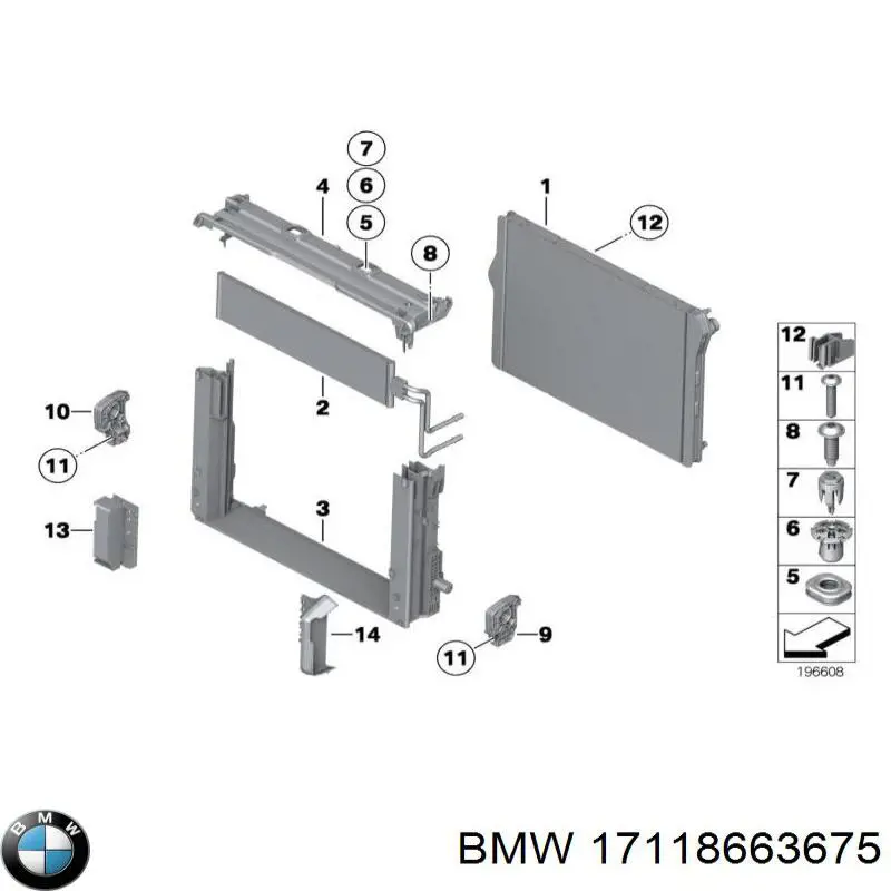 Радиатор 17118663675 BMW