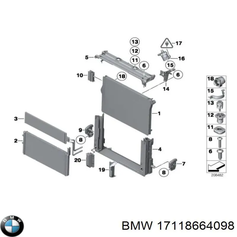 17118664098 BMW radiador de esfriamento de motor