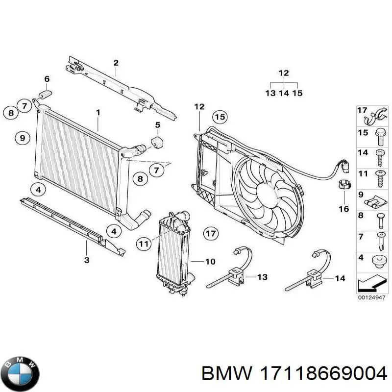 Купить 17118669004 BMW Радиатор водяной