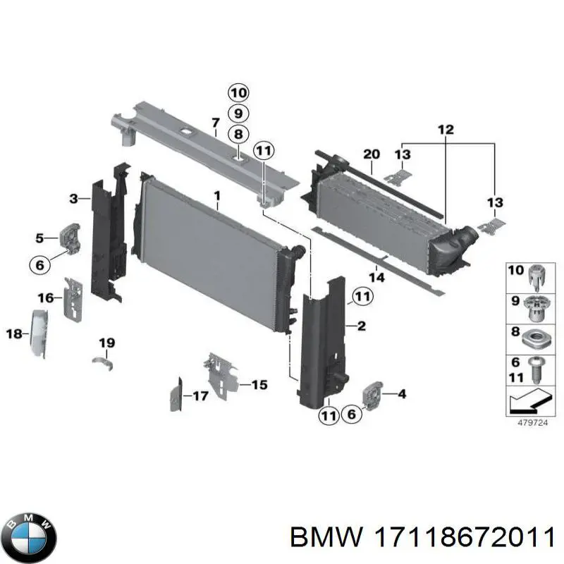 Радиатор 17118672011 BMW