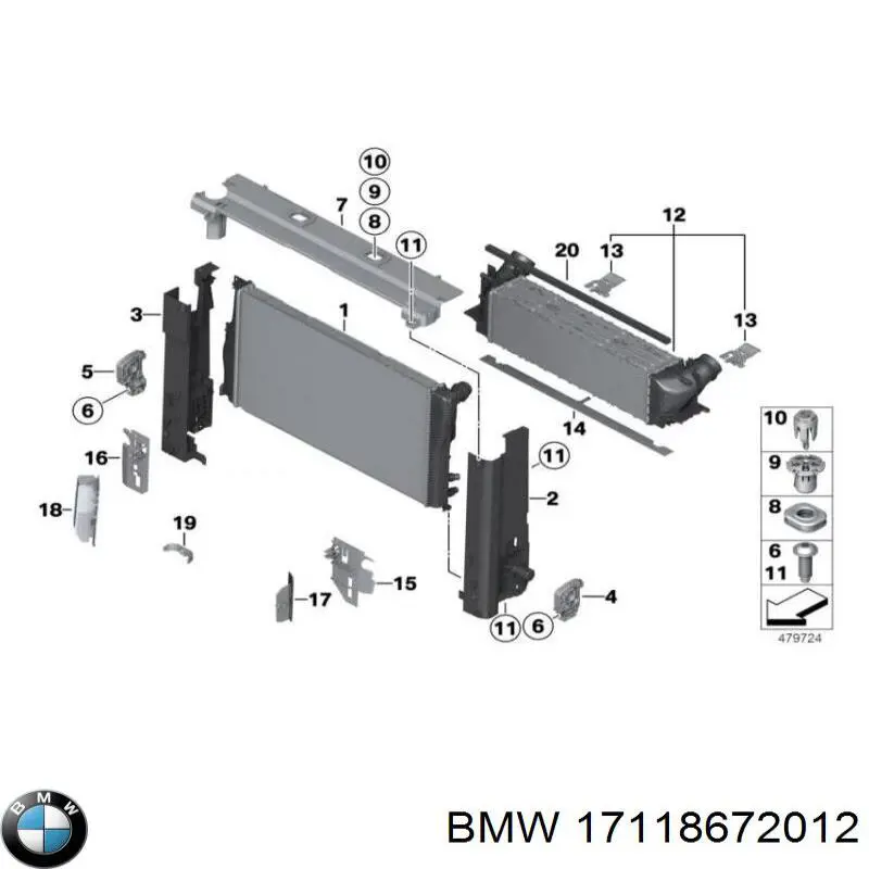 17118672012 BMW radiador de esfriamento de motor