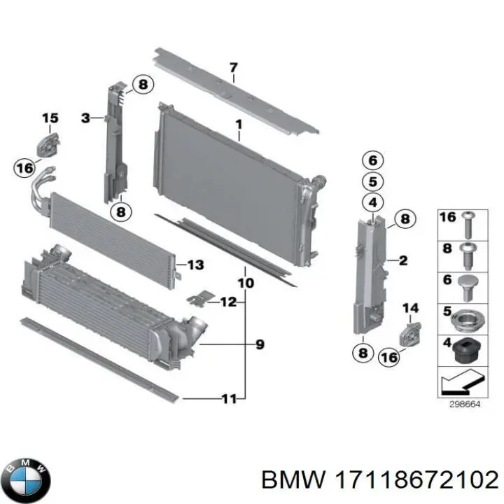 Купить 17118672102 BMW Радиатор водяной