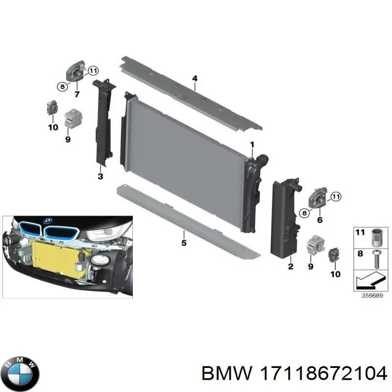 Радиатор 17118672104 BMW