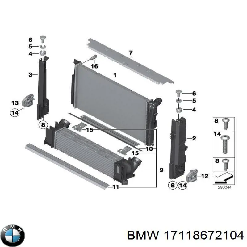 Радиатор охлаждения двигателя BMW 17118672104