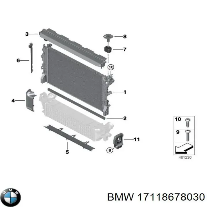 17118678030 BMW Подушка радиатора охлаждения