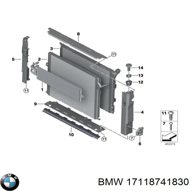 Купить 17118741830 BMW Радиатор охлаждения двигателя дополнительный