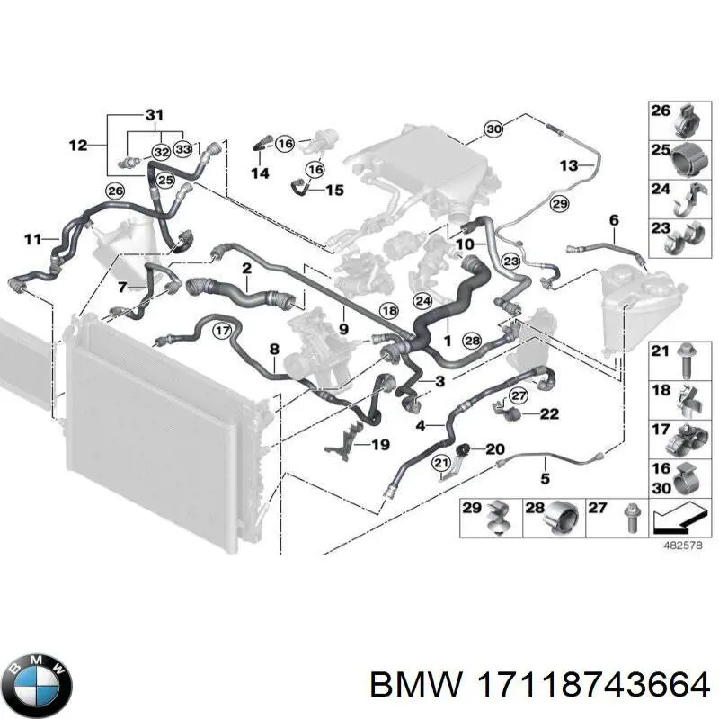 17118743664 BMW радиатор