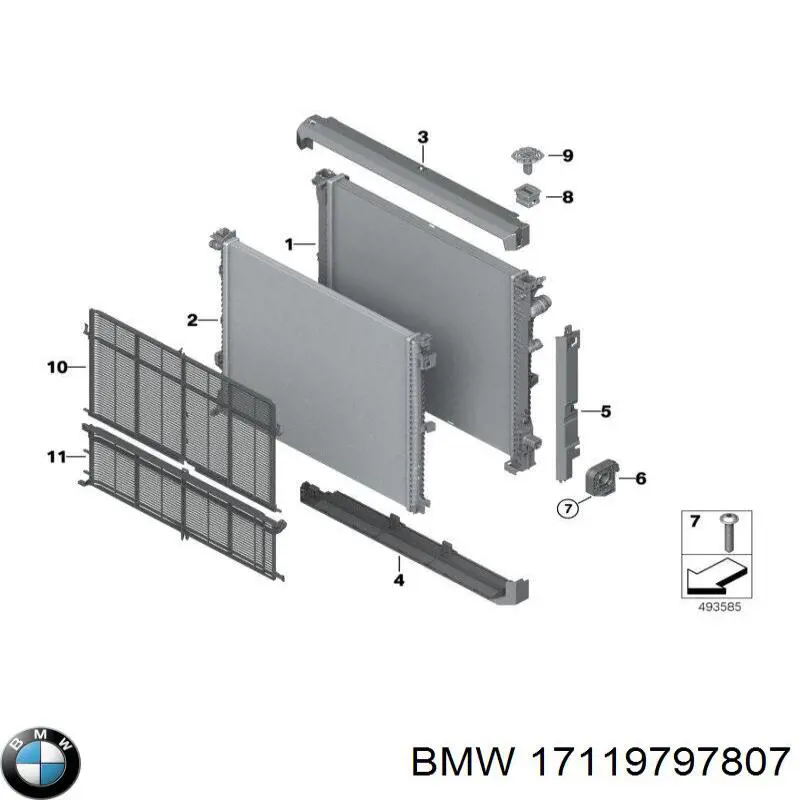 Радиатор охлаждения двигателя BMW 17119797807