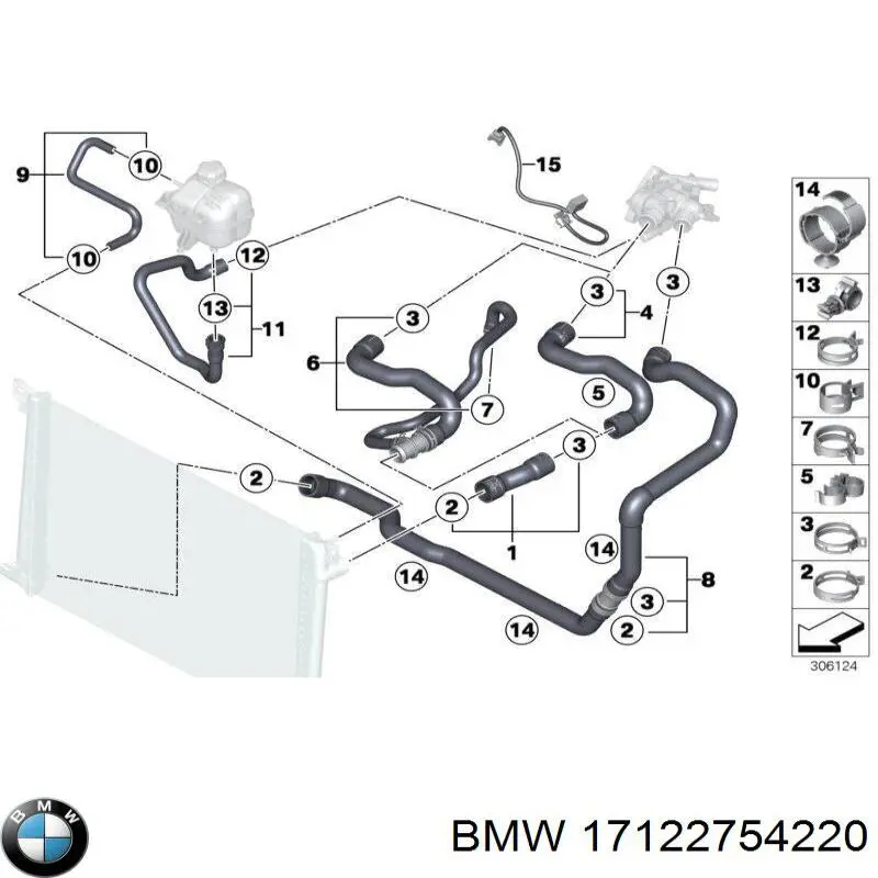 17122754220 BMW Патрубок радиатора охлаждения нижний