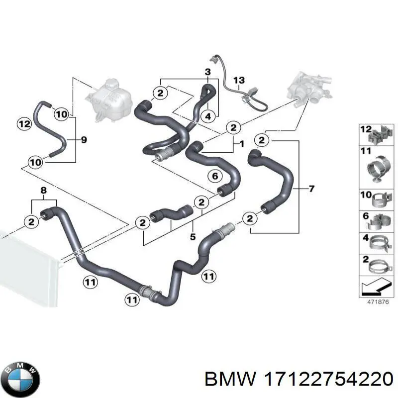 Купить 17122754220 BMW Шланг радиатора охлаждения нижний