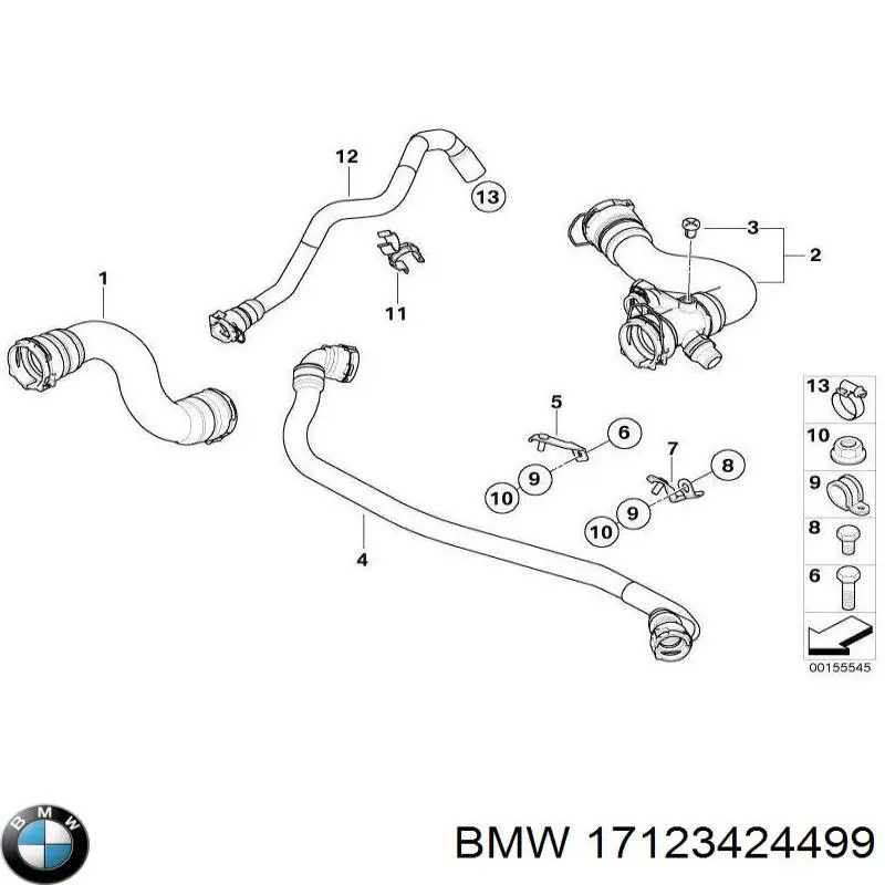 Купить 17123424499 BMW Патрубок радиатора