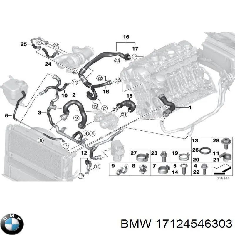 Шланг расширительного бачка нижний BMW 17127548230 цена, от 84.09 USD