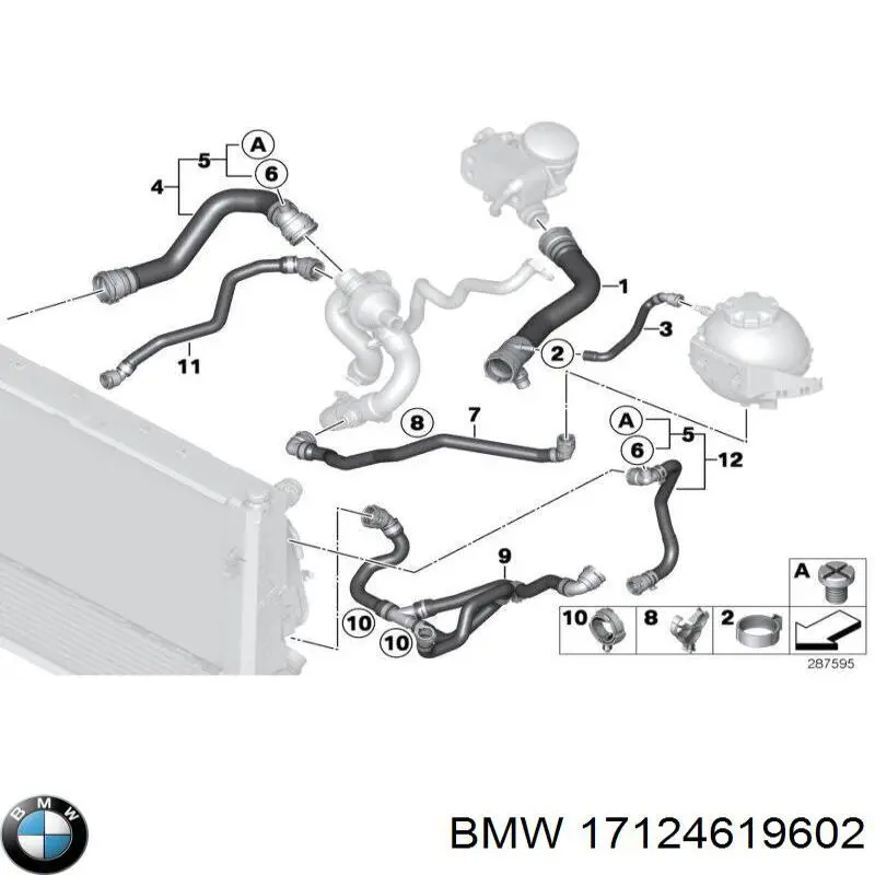 Mangueira (cano derivado) inferior do radiador de esfriamento para BMW 4 (F36)