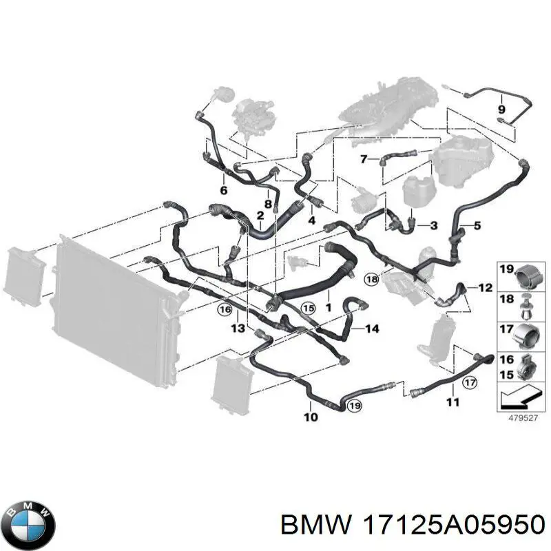 17125A05950 BMW mangueira (cano derivado do sistema de esfriamento)