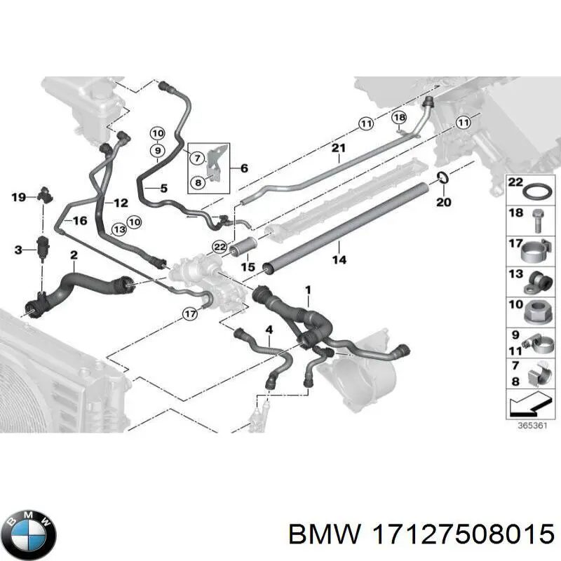 Шланг расширительного бачка, нижний BMW 17127508015