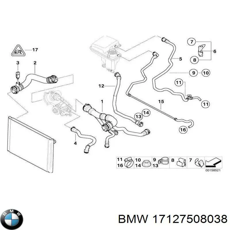 Патрубок радиатора 17127508038 BMW