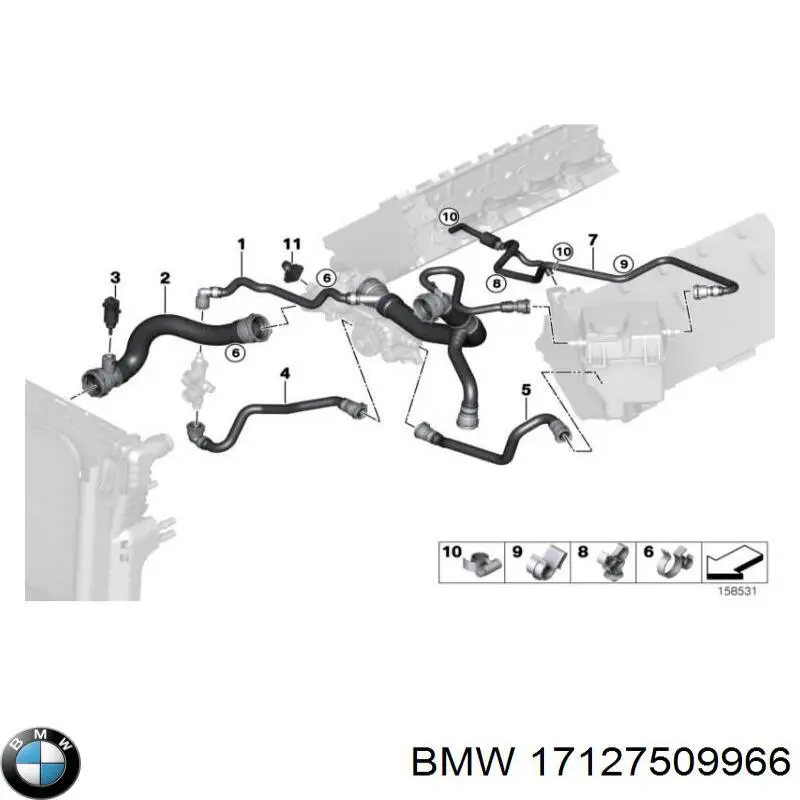 Шланг/патрубок системы охлаждения BMW 17127509966 цена, от 29.69 USD