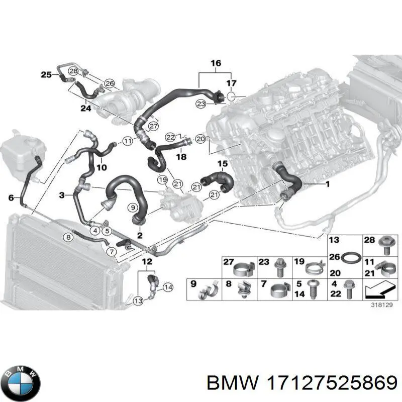 Шланг расширительного бачка нижний 17127525869 BMW