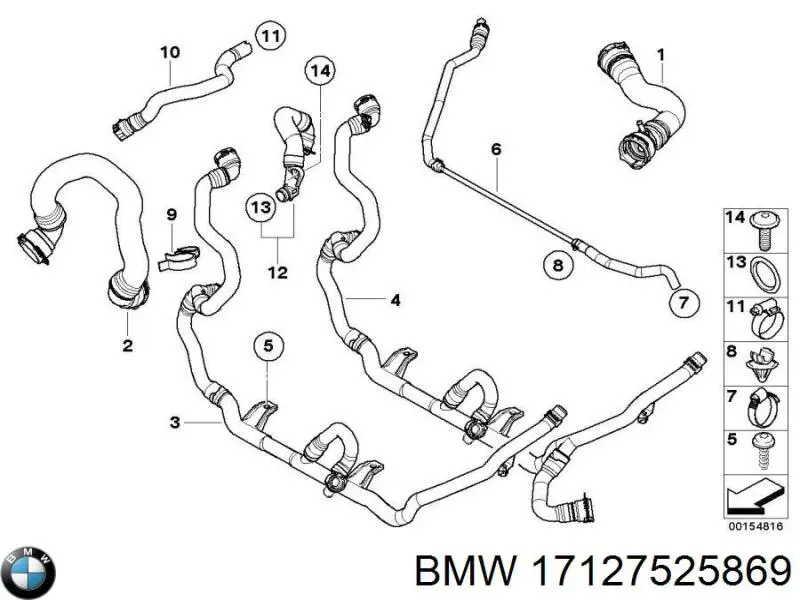 Шланг расширительного бачка нижний BMW 17127525869 цена, от 116.12 USD