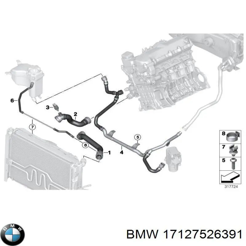 Шланг радиатора, нижний BMW 17127526391 цена, от 26.05 USD