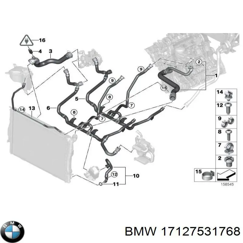 Шланг радиатора охлаждения BMW 17127531768 цена, от 60.25 USD