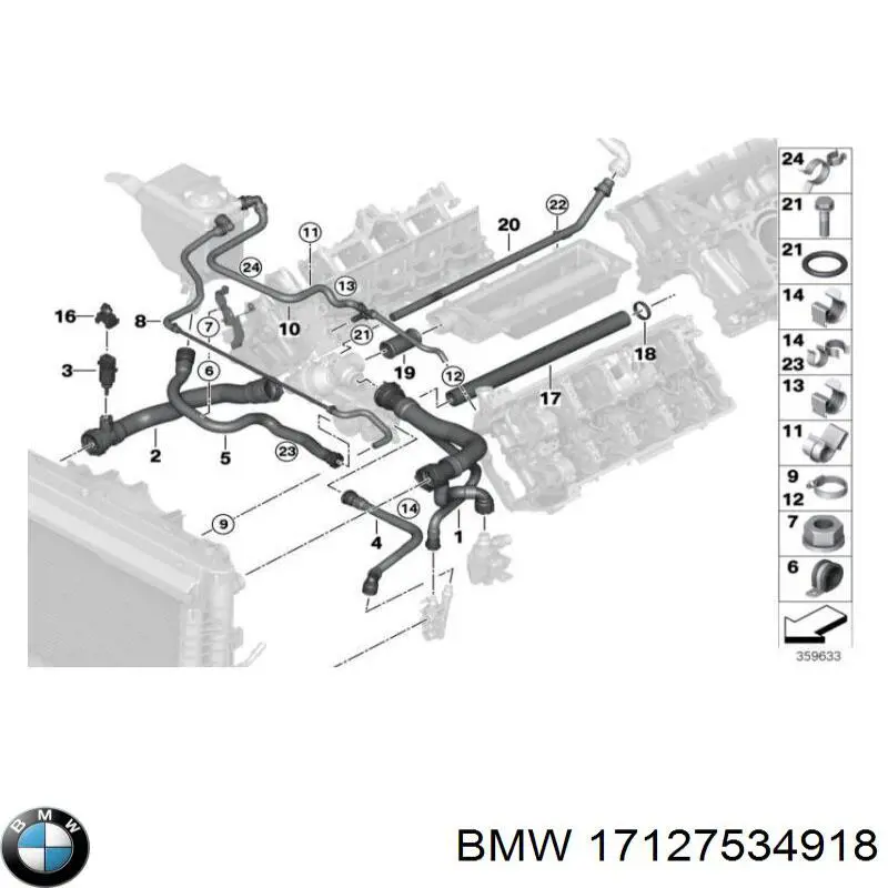 17127534918 BMW шланг (патрубок радиатора охлаждения верхний)
