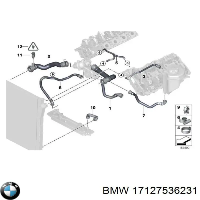 17127536231 BMW шланг (патрубок радиатора охлаждения верхний)