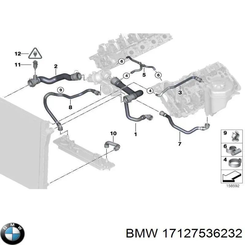 Патрубок радиатора 17127536232 BMW