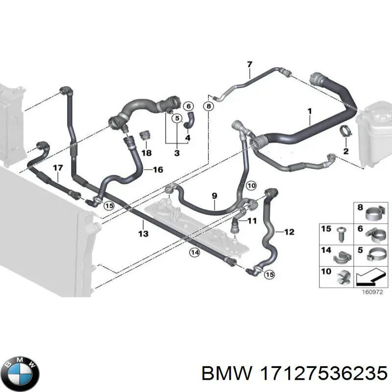 Шланг расширительного бачка верхний BMW 17127536235 цена, от 10.17 USD