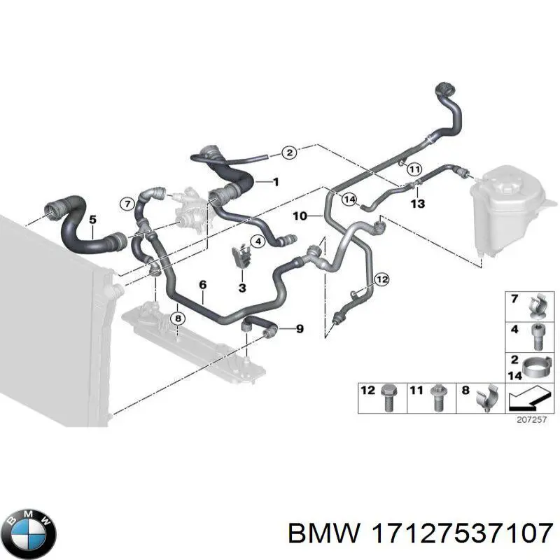 17127537107 BMW шланг (патрубок радиатора охлаждения верхний)