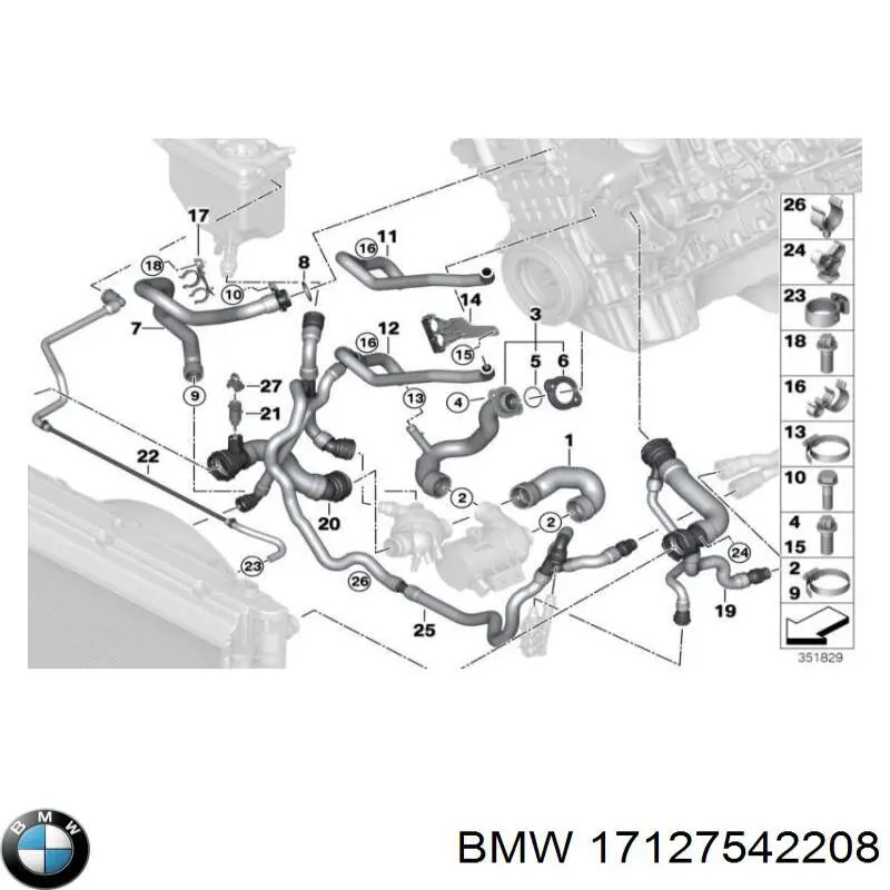 17127542208 BMW Шланг расширительного бачка нижний
