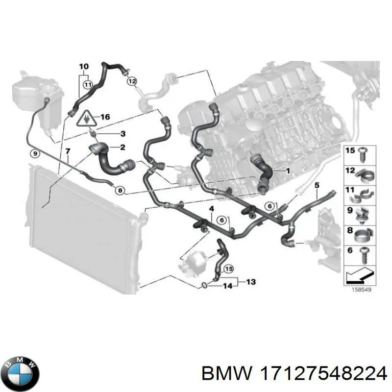 Mangueira inferior do tanque de expansão para BMW 3 (E92)