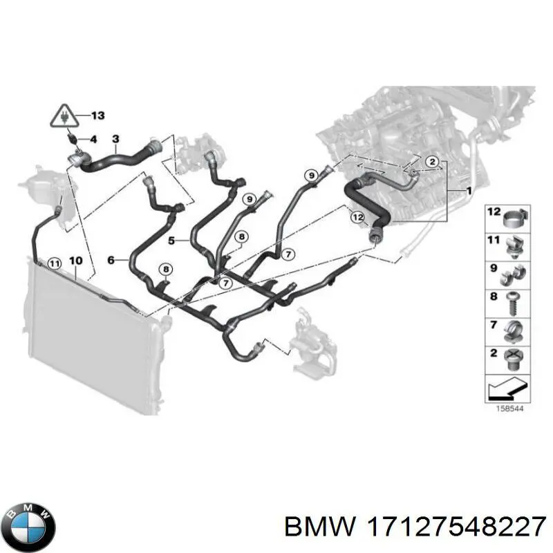 Шланг расширительного бачка нижний 17127548227 BMW